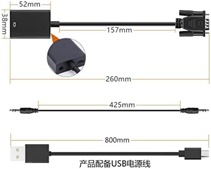 Haoyishang hdmi para adaptador VGA com cabo de áudio hdmii fêmea para vga adaptador masculino conversor com cabo de áudio de 3,5 mm +micro USB CARGA-AXE-TECH