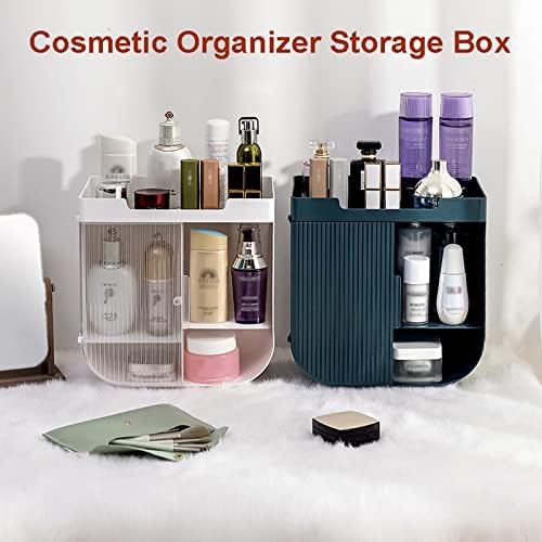 Caixa de armazenamento cosmético Oderol com gavetas, organizador de maquiagem multiuso, caixa de cosméticos para banheiro, organizador de maquiagem e armazenamento com tampa, à prova de poeira à prova d'água portátil