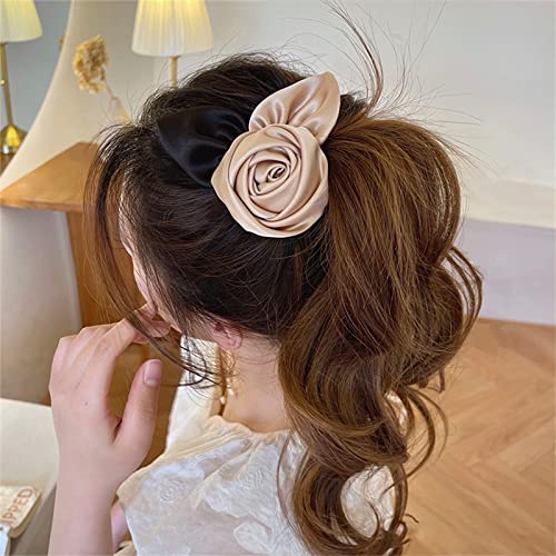 Cabelo de rosa cetim elegante e preguiçoso Calário reutilizável Cabelo de trança de cabelo espiral CLIPS SLIP CABE