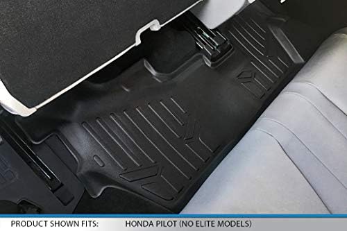 MaxLiner Custom Fit Floor Mats 3 linhas Conjunto de linhas preto para -2021 Honda Pilot 8 Modelo de passageiro