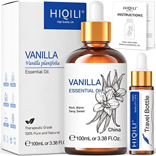 Óleo essencial para baunilha e óleo de pinheiro hiqili, puro grau terapêutico orgânico para difusor, pele -3,38 fl oz