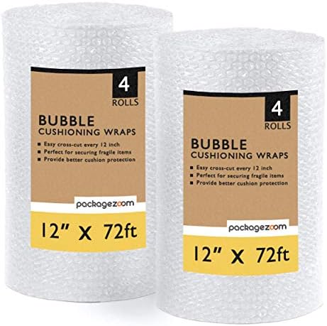 PackageZoom Bubble Cushioning Wrap 12 x 288 ft perfurado a cada embalagem de remessa de 12”, embalagem de suprimentos de bolha