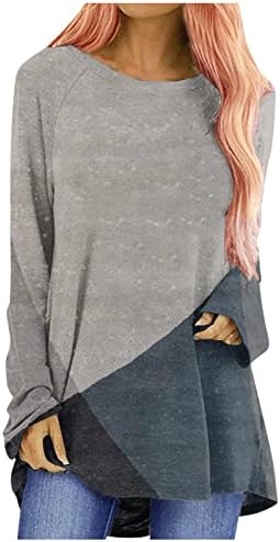Tops de treino de manga longa nokmopo para mulheres moda casual colo redondo pescoço comprido t-shirt tops de t-shirt de mangas compridas