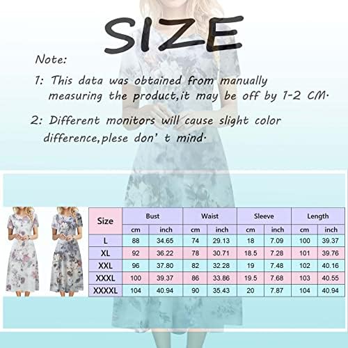 Kulywon Mulheres Vestido longo Vestido longo Verão Casual Manga curta Maxi Dress Floral Print Dress casual Dress Slim High