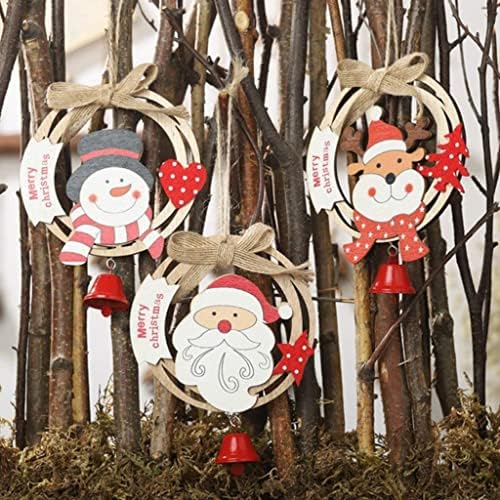 Ornamentos de sino de Natal Ornamentos de madeira de madeira Pedgas terminadas árvores penduradas no Papai Noel Claus Rena Crafts