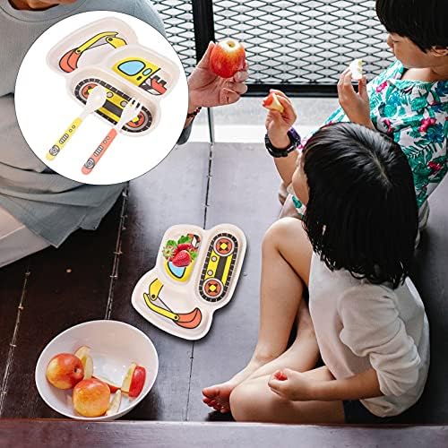 Toyandona Baby Sets 1 Set Compartment Divided Kids Bandejas de desenho animado escavador Childrens Food Bowl Fits para a maioria
