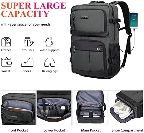 Witzman Travel Carry On Backpack for Men Airline Airline aprovada Nylon Business Briefcase Fit Fit 17 polegadas Laptop Saco de mochila conversível