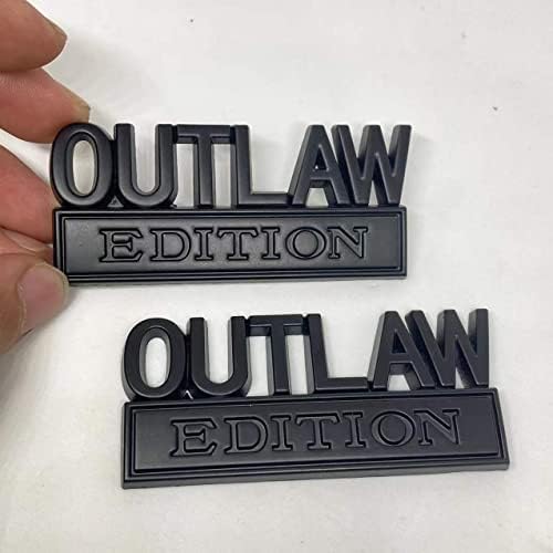 2x Outlaw Edition 3D Logo Metal Chrome Crachá para caminhão de carro, preto/vermelho
