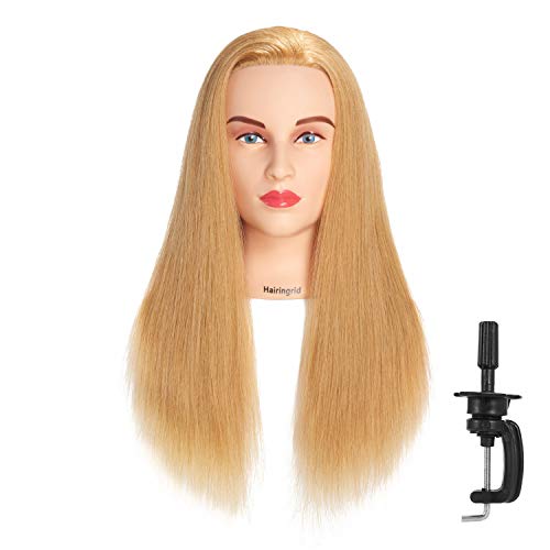 Hairingrid Mannequin Head 28 -30 Human Hairdresser Cosmetologia Mannequin Manikin Treinando cabelos da cabeça e suporte de grampo