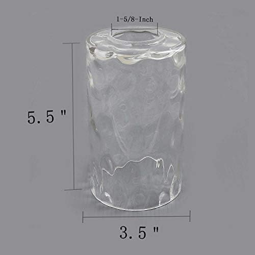 ANMIRE 4 pacote de vidro martelado transparente, luminária de cilindro Globo de substituição ou tampa com tampa de 1-5/8 polegadas para o lustre de parede de candelabro