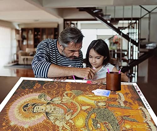 Zgmaxcl Diamond Pintura DIY Para adultos e crianças redondo, broca completa Bodhisattva Retrato Rhinestone Decoração de parede de grande