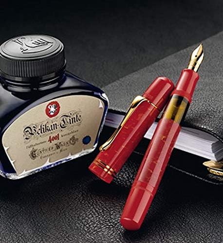 Pelikan Special Edition M101N Cenas e tinta vintage da tinta, ponta fina, caneta vermelha brilhante, 1 cada