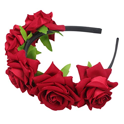 FRCOLOR ROSE ROSE PARTE DE CASAMENTO DE CAVELEDENTE Hairband Dia da coroa de flores mortas para mulheres