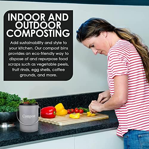 JV Bin Bin - Batentop de compostagem de cozinha - Compostor de cozinha interno - balde de compostagem - Bin composto de 1,2 galão com