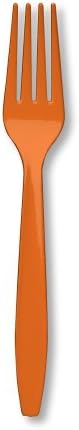 Forks de plástico de conversão criativa, 50 contagem, 7 , Sunkissed Orange