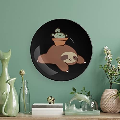 Placa decorativa de preguiça e cactuscerâmica com stand Plate de casa de china personalizada para cozinha da sala de estar em casa