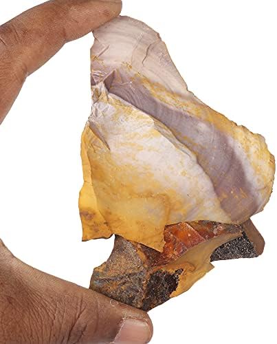 Real-Gems 694.5 ct. Pedra Jasper de Mookaite Branca Raada e Amarela Rueira Natura