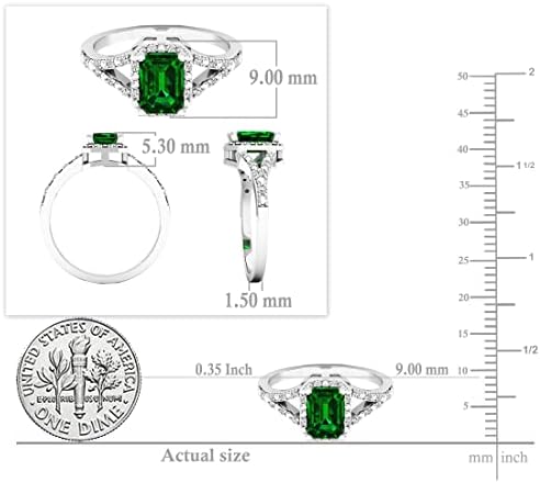 Coleção Dazzlingrock 7x5 mm Emerald Cut Lab criou o anel de noivado de femininas de diamantes brancos e brancos, prata esterlina