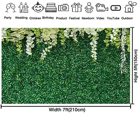 Queen Hot Queen 7x5ft folhas verdes parede de grama com cenário de flores para fotografia casamentos chuveiros de noiva Party