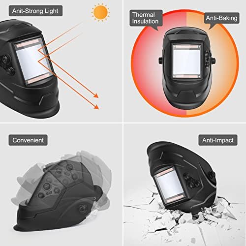 Máscara de soldador de capacete de soldagem Auto Soldador 3,94 x 3,66 Vista grande colorido verdadeiro solar alimentado