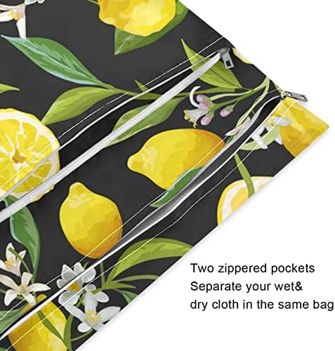 Kigai Lemon Flower à prova d'água Saco seco molhado reutilizável com alça para viagem, praia, piscina, fraldas, produtos