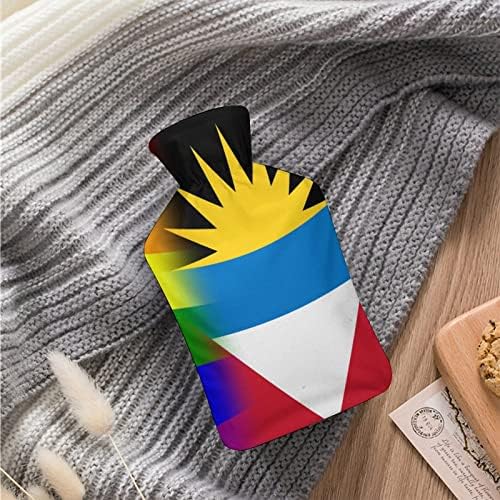 LGBT Pride Antígua e Barbuda Flag Garrafa de água quente com tampa macia 1l grande bolsa clássica mais quente para o pescoço dos pés da mão