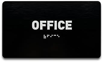 Sinal de escritório da GDS - compatível com ADA, ícones elevados e braille de grau 2 - inclui tiras adesivas para facilitar