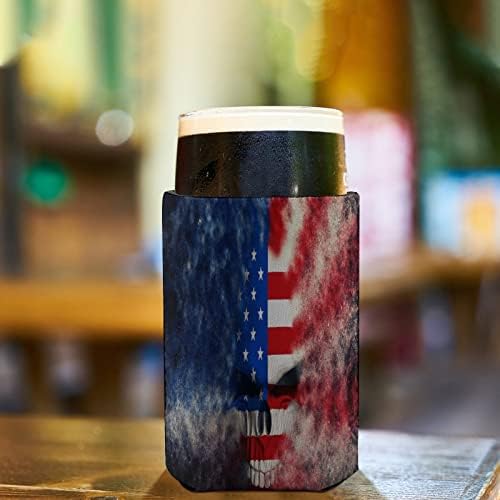 Crânio de bandeira americana Angry Mangas de xícara reutilizáveis ​​de copo de café gelado isolada com padrão fofo para bebidas frias quentes
