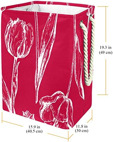 Indicultor vermelho cor de cor vermelha anão tulipa flor grande lavanderia cesto de roupas prejudiciais à prova d'água cesta