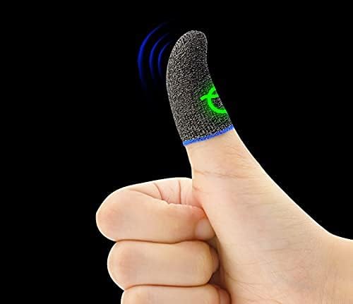 Qqq Black Fiber Blue Stripe Gaming Luvas para mangas de dedo de mãos suadas Controladores de jogos para celular Anti-Sweat Legenda