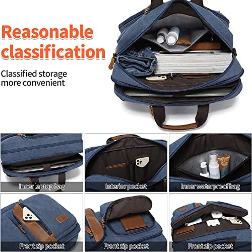 Jielv 3 em 1 bolsa mensageira conversível, mochila de laptop de 17,3 polegadas, bolsa de ombro, bolsas de negócios, mochila