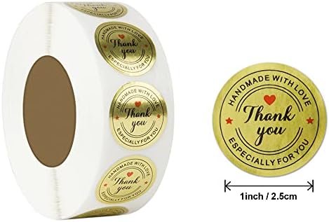 Dengkai 500 PCs/Roll Thank You Stickers - Auto -adesivo Gold Foil Boutique Supplies para embalagem de bolo - Seleing