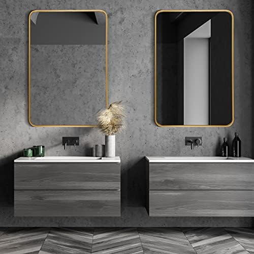 Howofurn 24''x36 '' espelho do banheiro, espelhos de ouro para parede, espelho de montagem de parede retangular para banheiro,
