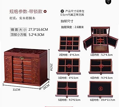 Caixa de jóias de madeira caixa de armazenamento de madeira Caixas de cosméticos com trava oferecem organização organizadora