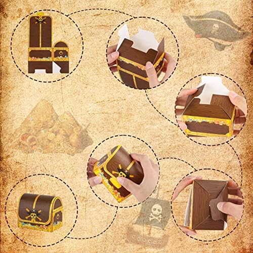 24 Pack Treasure Treat Boxes Chest Boxes Cardboard Pirate Treasure Treat Pirate Pirate Presente caixas de guloseimas Candas de