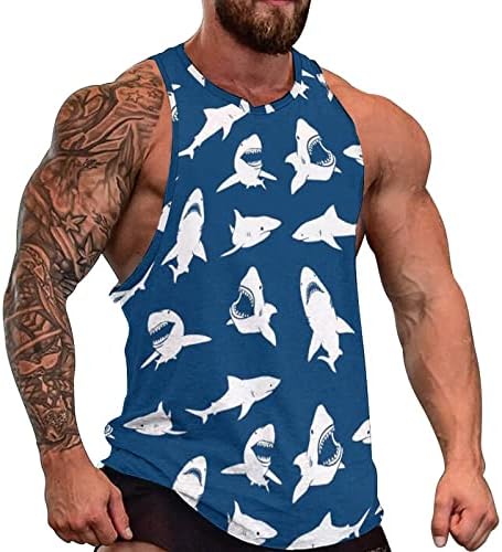 Tanque muscular de tubarão grande masculino masculino masculino de t-shirt de t-shirt de ginástica de ginástica com ginástica