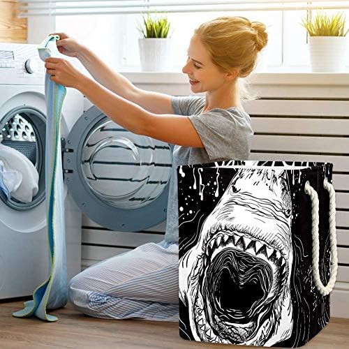 Ataque de tubarão Indomer 300d Oxford PVC Roupas à prova d'água cesto de lavanderia grande para cobertores Brinquedos de roupas