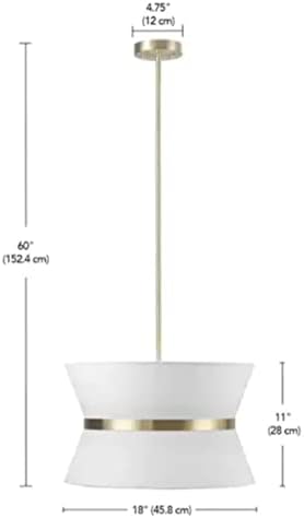 Globe Electric Meadow 3 Light Matte Brass Chandelier com sombra de tecido branco