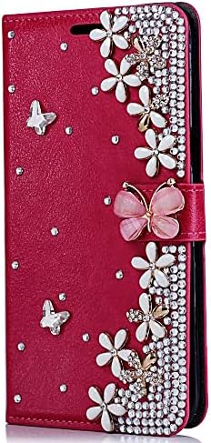 Fairy Art Crystal Cartlet Caixa de telefone Compatível com Samsung Galaxy A53 5G - Flores - Vermelho - 3D Madeir