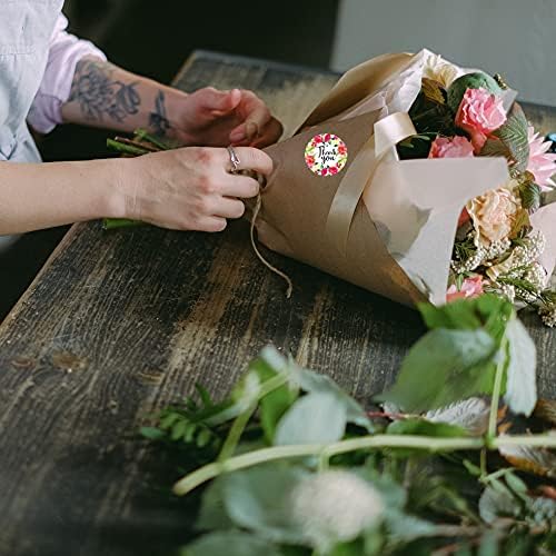 500pc Round Agradecendo adesivos de etiqueta - adesivos de design de flores coloridas de 1 polegada para aniversários, casamentos, ação de graças, chuveiros de noiva e perfeitos para pequenos negócios de startups…