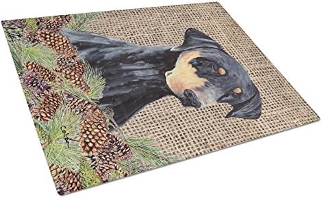 Tesouros de Caroline SC9038LCB DOBERMAN FAUX RAPLAP E PINE PINLED BABELA GRANDE DE VIDRO E DECORADA DE VIDO DO CORTE E SERVIÇÃO