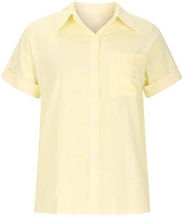 Camisa casual feminina com bolso dianteiro clássico de manga curta de manga curta para baixo camisas de verão v pescoço tops soltos blusa s-5xl