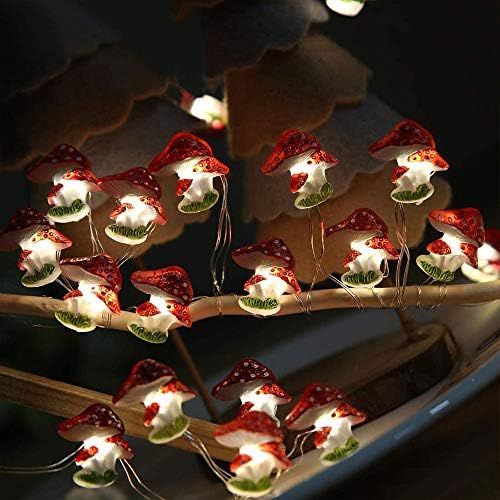 Luzes de cogumelos de fadas de Otaavilem, lâmpada operada por bateria, decoração de cogumelos à prova de chuva com função de tempo, 10ft 30led Decoração fofa para quarto, quarto, dia dos namorados, Natal, feriados e muito mais