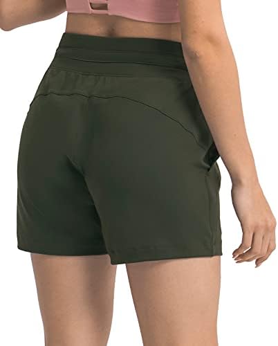 Ukaste Feminino Feminino Lounge Shorts Casual Executando Shorts Comfortáveis ​​com Bolsos - 4 polegadas