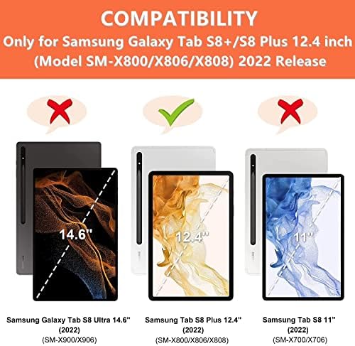 ICOvercase Compatível com Samsung Galaxy Tab S8 Plus 12,4 polegadas SM-X800/X806/X808 Caixa, Capa traseira de TPU translúcido translúcido leve