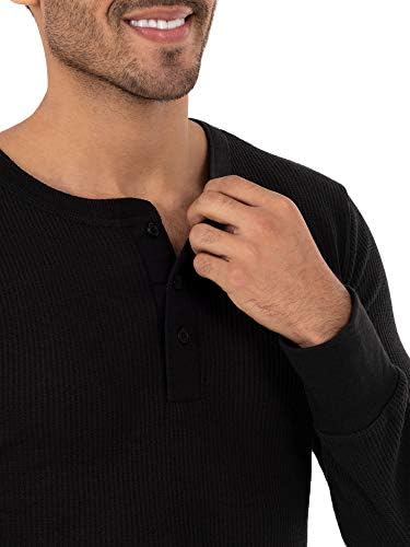 Fruto do tear clássico masculino de waffle térmico Henley Top