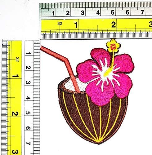 Parita 2.7x2.4 fofo hibiscus flor aloha havaí desenho animado de desenho de bordado de adesivo fofo de bordados de bordado bordado de aplicação de aplicação de aplicação para mochilas Jeans Jeans Jeans Roupas de camisetas