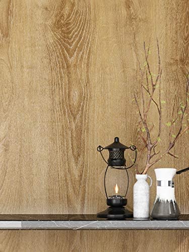 Funtick Brown Brown Wood Wood Contato Casca e grãos de madeira papel de contato com o papel de parede de madeira de madeira de madeira autônoma de papel de parede de madeira removível para bancadas, armários das prateleiras de mesa de mesa grossa 15.8 x78.8