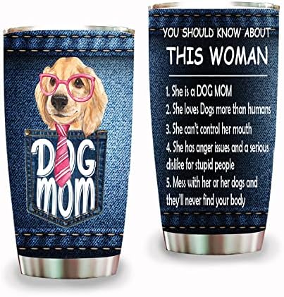 5 coisas que você conhece mamãe cão copo com tampa de parede dupla em aço inoxidável 20 onças, cachorro presente para mulheres presentes para cã