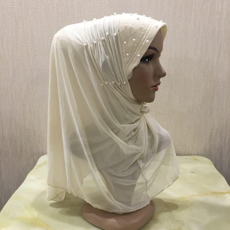 Mulheres muçulmanas MSBRIC Hijab Islâmico Lenço Mulher Cap premiá -los com lindas rendas de miçangas - Color 770